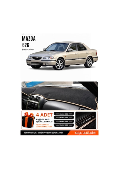 Mazda 626 1997-2002 Uyumlu Torpido Koruma, Torpido Örtüsü, Torpido Kılıfı - Siyah Bej