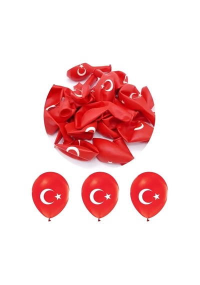 25 Adet Ay-yıldız Balon Kırmızı