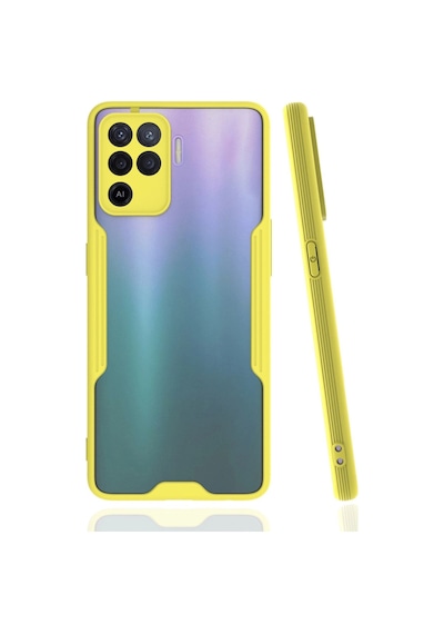 Oppo Reno 5 Lite Kılıf Platin Silikon - Sarı -
