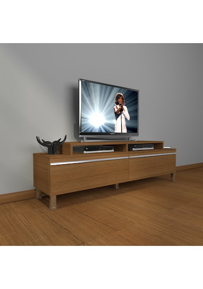 Decoraktiv Ekoflex 4 Mdf Krom Ayaklı Tv Ünitesi Tv Sehpası Ceviz