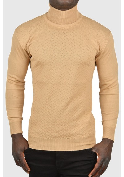 Deepsea Erkek Camel Zigzag Desenli Tam Balıkçı Yaka Dar Kesim Boğazlı Triko Kazak 2505497 Camel Deepsea Erkek Camel Zigzag Desenli Tam Balıkçı Yaka Dar Kesim Boğazlı Triko Kazak 2505497 Camel