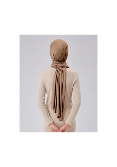 Sonbaharmoda Kız Çocuk Penye Şal, Viskon Likralı, 60x150 Cm, 10-12 Yaş, Tesettür Şal. Sütlü Kahve