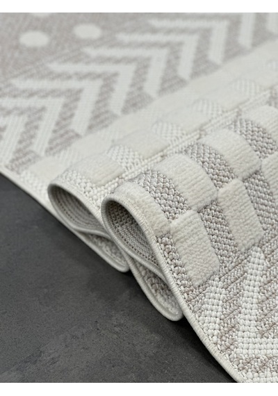 Woolen Halı Venis Bukle Halı 8802 Bej Renkli