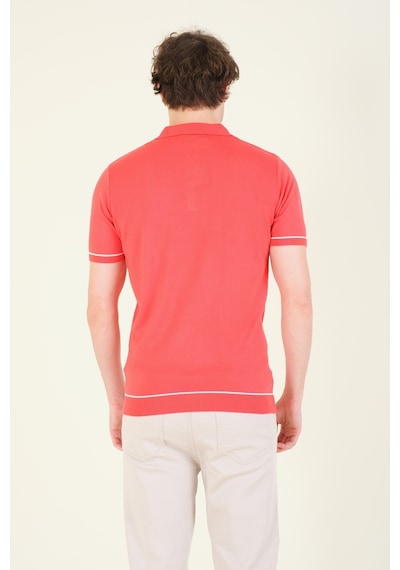 Giyim Dünyası Erkek Desenli Polo Yaka Merserize T-shirt Mercan 001