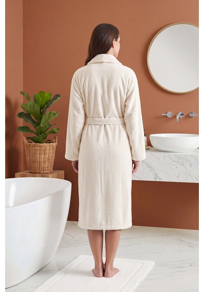 Ekru Basic %100 Pamuklu Bornoz L-xl