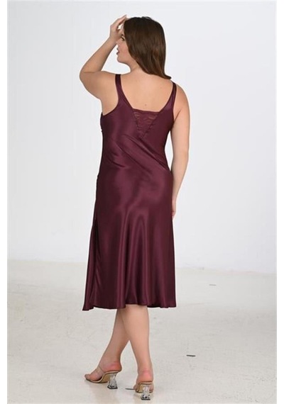 Modenya Premium Büyük Beden Saten Dantel İşlemeli Mürdüm Uzun 2 Li Gecelik Sabahlık Takımı Bigsize 3xl Modenya Premium Büyük Beden Saten Dantel İşlemeli Mürdüm Uzun 2 Li Gecelik Sabahlık Takımı Bigsize 3xl