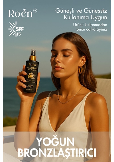 Yoğun Bronzlaştırıcı Yağ, Havuç Ve Hindistan Cevizi Içeren Güneşli Ve Güneşsiz Kullanım Spf15 150 Ml