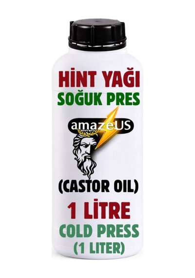 Amazeus %100 Saf Katkısız Hint Yağı 1 Litre Castor Oil Hexan Free Heksansız Soğuk Pres Kalite 1 L