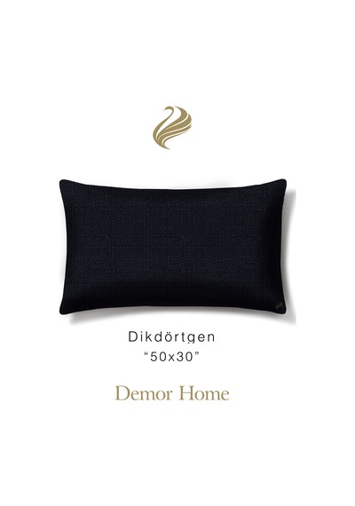 Br Demor Home Keten Dokulu Gece Siyahı Kırlent Yastık Kılıfı