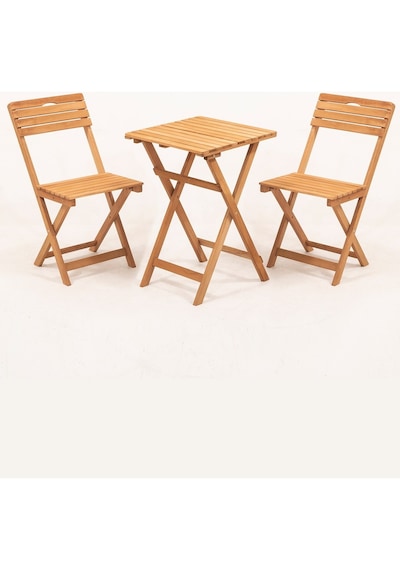 Balkon Bahçe Mutfak 3'lü Bistro Set Katlanır 2 Sandalye 1 Masa Kahverengi