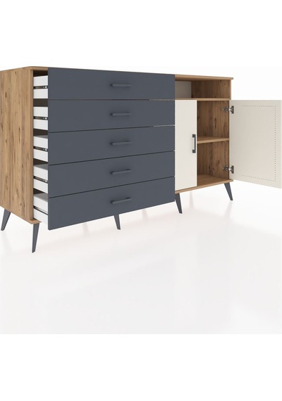 Hyperion Konsol 2 Raflı 5 Çekmeceli 2 Kapaklı 176x44x99 Çam-aytaş Çam-aytaşı/antrasit Hyperion Konsol 2 Raflı 5 Çekmeceli 2 Kapaklı 176x44x99 Çam-aytaş Çam-aytaşı/antrasit