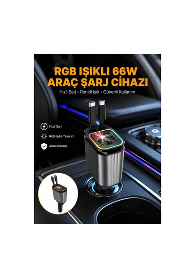 Kia Seat Mazda Mitsubishi Araçlar İçin Çok Fonksiyonlu Araç Şarj Adaptörü Yeni Nesil Siyah