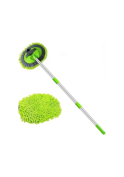 Mikrofiber Mop İle Araba Yıkama Fırçası, Uzayabilir Sap, Yedek Bezli Ve Çizmez Özellikte