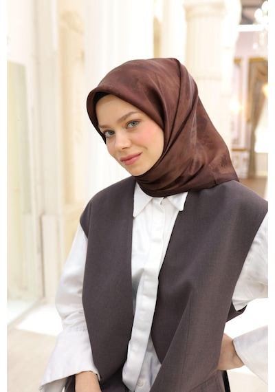 Silk Home Desenli Shiny Eşarp - 8647 - Çikolata Çikolata