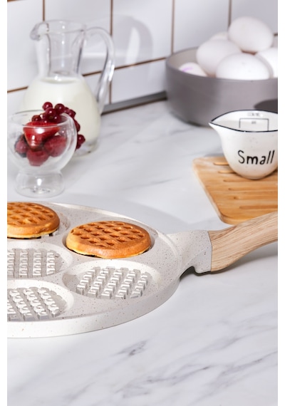 Karaca  Mutfaksever Biogranit Waffle Pankek Tava 26 Cm Krem