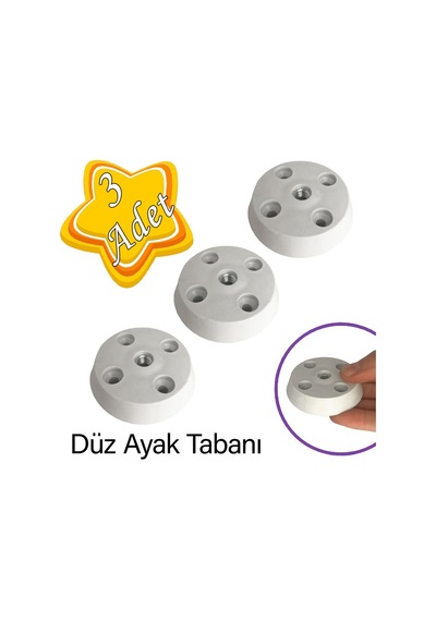 3 Adet Düz Ayak Tabanı Beyaz Mobilya Masa Sehpa Ayağı Bağlantı Aparatı Plastik