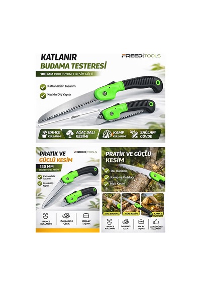 Katlanır Budama Testeresi 180 Mm Dal Kesme Testeresi