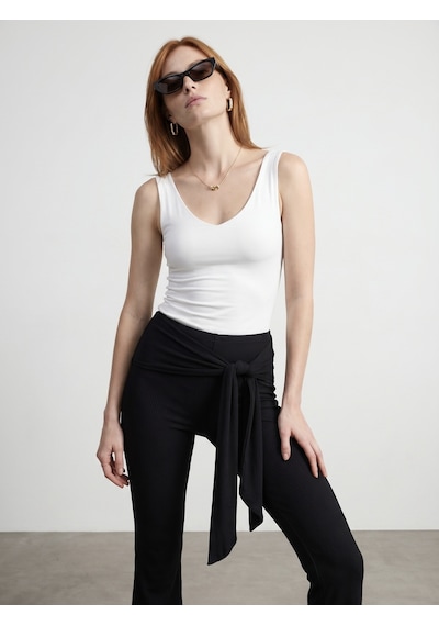 DİLVİN 32940 V Yaka Top-ekru