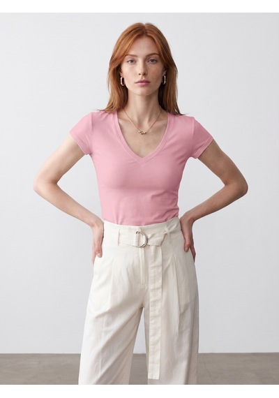 DİLVİN 32799 V Yaka Top-toz Pembe