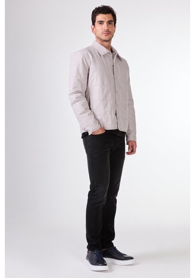 Dufy Gri Kapitone Erkek Mont - Slim Fit Gri