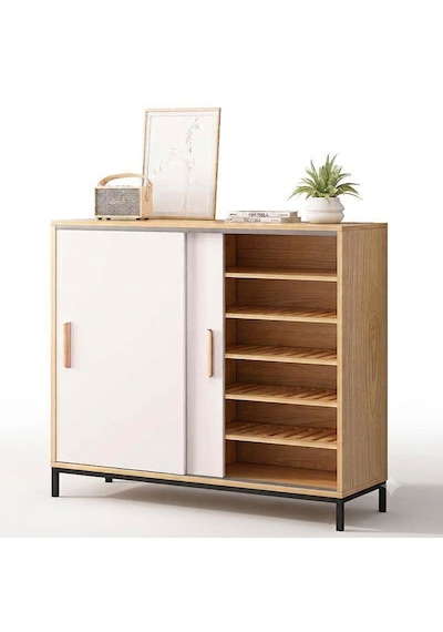 Fibona Mobilya Nordic Zen Sürgülü Kapaklı Ayakkabılık Ve Portmanto Siyah Metal Ayaklı Ahşap Çok Amaçlı Dolap Beyaz - Safir Meşe Fibona Mobilya Nordic Zen Sürgülü Kapaklı Ayakkabılık Ve Portmanto Siyah Metal Ayaklı Ahşap Çok Amaçlı Dolap Beyaz - Safir Meşe