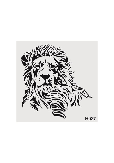 Kk Swords Stencil Tasarım H027 Aslan- Dekoratif Duvar Ve Eşya Boyama Şablonları 25x25cm