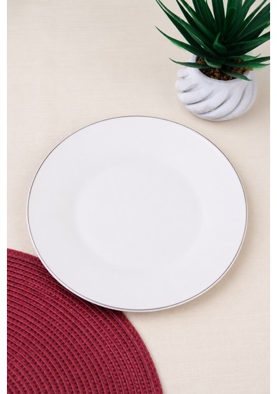 Tabak Evi Porselen Chic Platin Yaldızlı Servis Tabağı 24,50cm Tekli Krem
