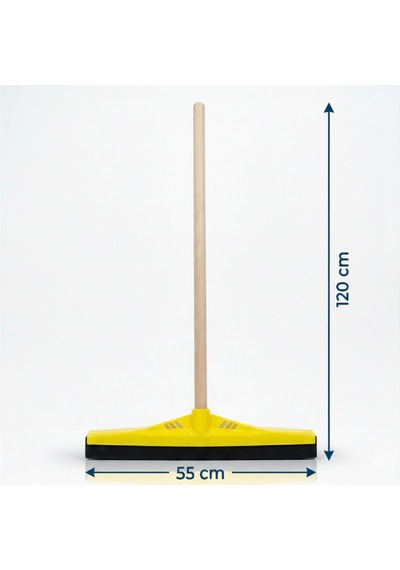 Mulpex Kauçuk Zemin Çekçeği 55 Cm + 120 Cm Ahşap Saplı Endüstriyel Temizlik Seti