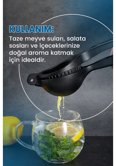 Metal Döküm Paslanmaz Limon Sıkacağı 1 Adet Siyah