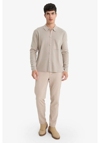 Defacto Standart Fit Polo Yaka Düğmeli Ön Cep Detaylı Triko Hırka F3720ax25wngr302 Gri