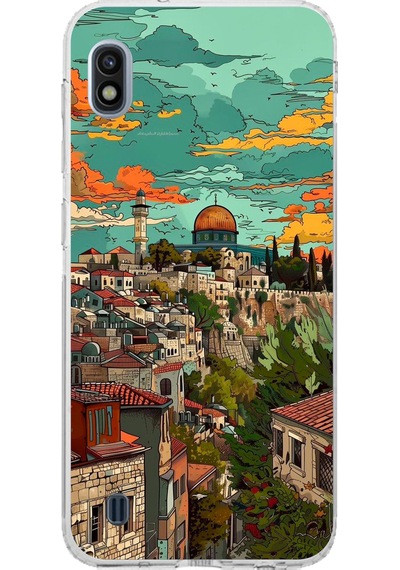 Samsung Galaxy A10 Uyumlu Özgür Filistin Ve Kubbetüs Sahra Baskılı Silikon Kılıf Renkli