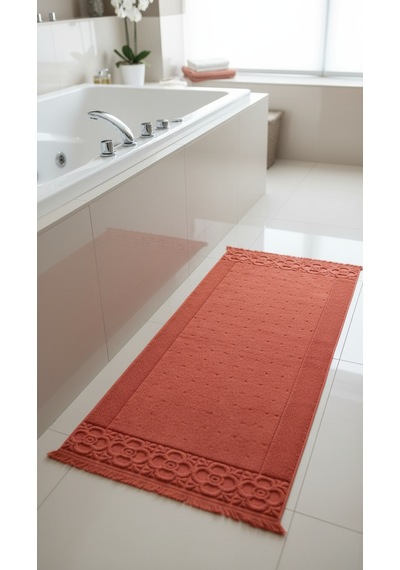 Fesun Kiremit Ayak Havlusu - 70x130cm, 790gr, %100 Pamuk, Spa Ve Otel Banyo Paspası, Günlük Kullanıma Uygun Kırmızı