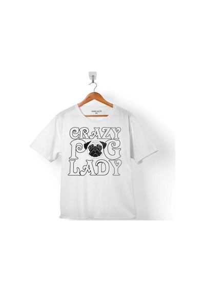Chubby Dog Crazy Pug Lady Çılgın Köpek Çocuk Tişört 001