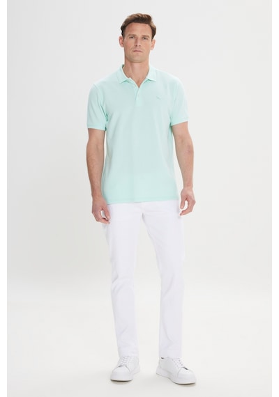 AC&Co / Altınyıldız Classics Erkek Mınt Slim Fit Dar Kesim Polo Yaka %100 Pamuk Kısa Kollu Tişört Mint