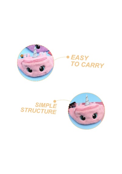Peluş Unicorn Tasarımlı Çocuk Bel Ve Göğüs Çantası / Sevimli Figürlü Çapraz Çanta