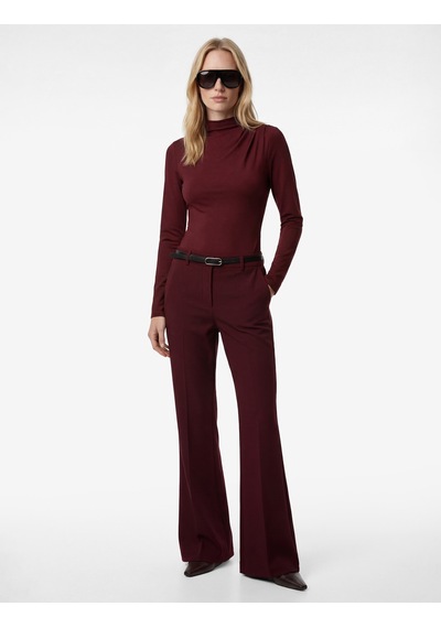 Koton Slim Fit Uzun Kollu Dik Yaka Drape Detaylı Bodysuit Bordo 6sak80065ek