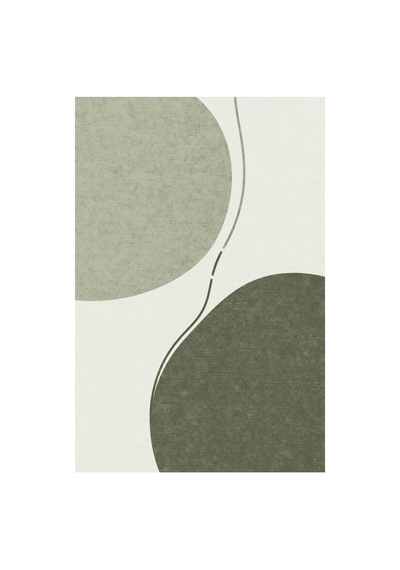 Kartela Halı Denge Soyut Modern Halı Adaçayı Yeşili Kaymaz Taban Makinede Yıkanabilir 120x180 Cm