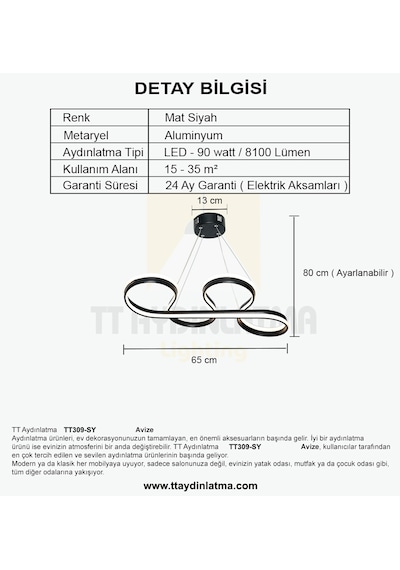 Tt309-Sy Tt Aydınlatma Yılan Modeli Mat Siyah 2 Renk Modüllü Led