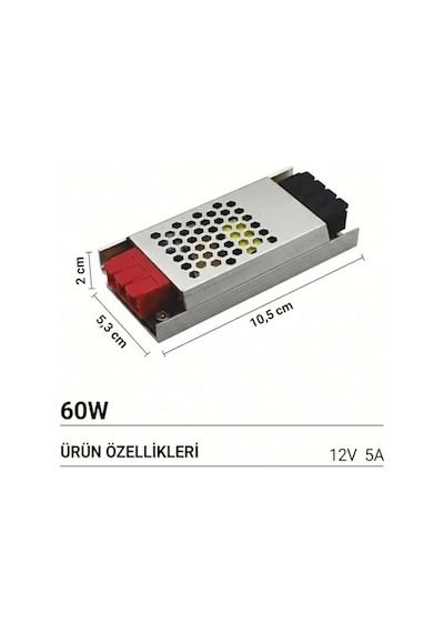 12v Ultra Slim Sessiz Şerit Led Trafosu - Cata Metal Kasa İnce Tasarım Klemensli Adaptör 5a / 12.5a / 17a / 21a / 30a Seçenekleri , Ip20 İç Mekan 5 Amper