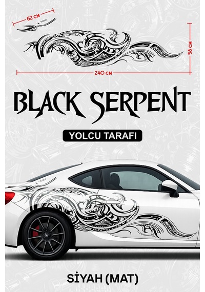 Black Serpent Yan Gövde Sticker Kaplama Siyah Mat Yolcu - 864811967