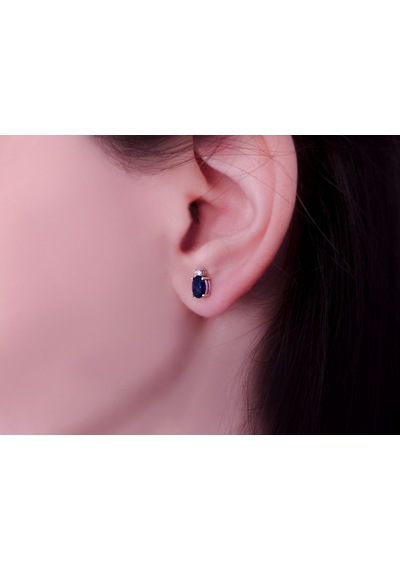 Pırlanta Ve Oval Safir Arya Küpe 0817e0065 Beyaz