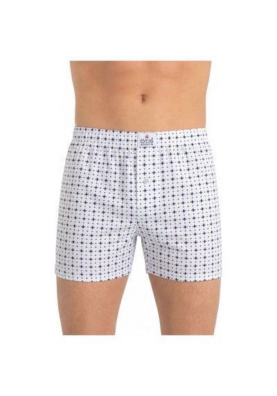 Öts Erkek %100 Pamuk Boxer Desenli Düğmeli Premium Günlük Kullanım 2651 Açık