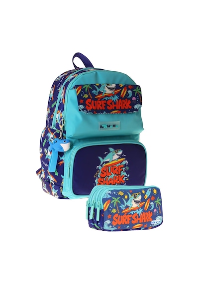 Kaukko Kids Surf Yeşil - Lacivert Erkek Çocuk İlkokul Sırt Çantası Ve Kalem Çantası Seti - Setkk-l5354c Çok Renkli