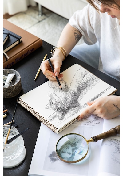 A4 Kraft Kapak 60 Yaprak 140 Gr. Perforajlı Eskiz Defteri - Sketch Book Kraft