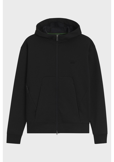 Boss Pamuklu Kapüşonlu Yaka Fermuarlı Relaxed Fit Sweat Erkek Sweat 50569946 001 Siyah