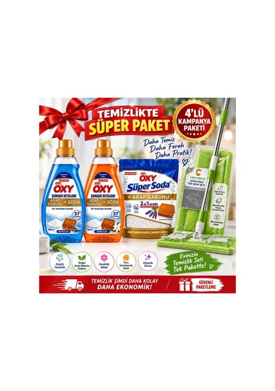 Oxy Sıvı Camasır Deterjanı Arap Sabunu+ Soda Beyazlar 1460 M2 Li Set Soda Matik Ve Pratik Mob 4 Lüset