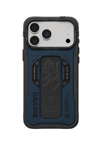 Apple Uyumlu iPhone 18 Pro Max Uyumlu Kılıf Skinarma M-safe Özellikli Airbag Tasarımlı Standlı Phantom Kapak Mavi