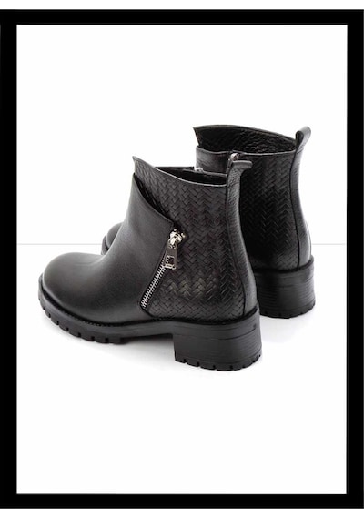 Siyah Siyah Hakiki Deri Kadın Bot & Bootie K02531230203 Siyah