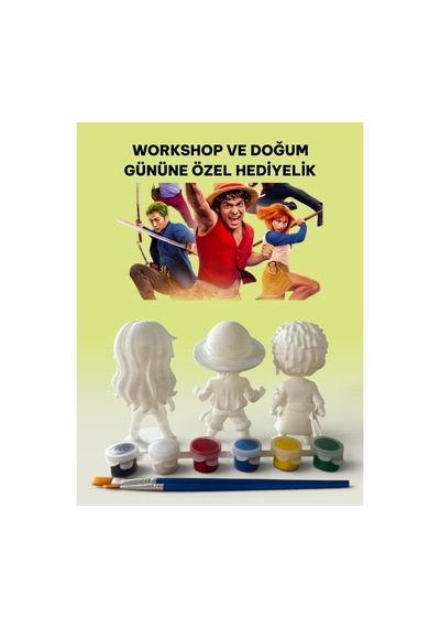3d One Piece Figür Boyama Seti - Kendin Boya Hobi Ve Etkinlik Seti - Akrilik Boya + 6 Fırça