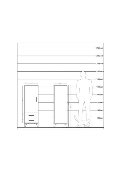 Kronos Dolap 3 Raflı 2 Çekmeceli Tek Kapaklı 44x59x134 Çam-aytaşı Atlas Çam